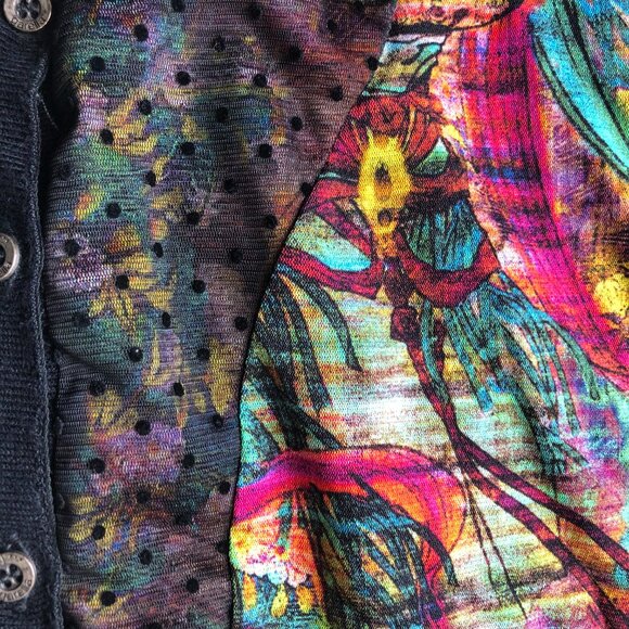 Unique French Design J.J. Garella Elegant & Colourful Cardigan: Size S/M - Picture 12 of 16